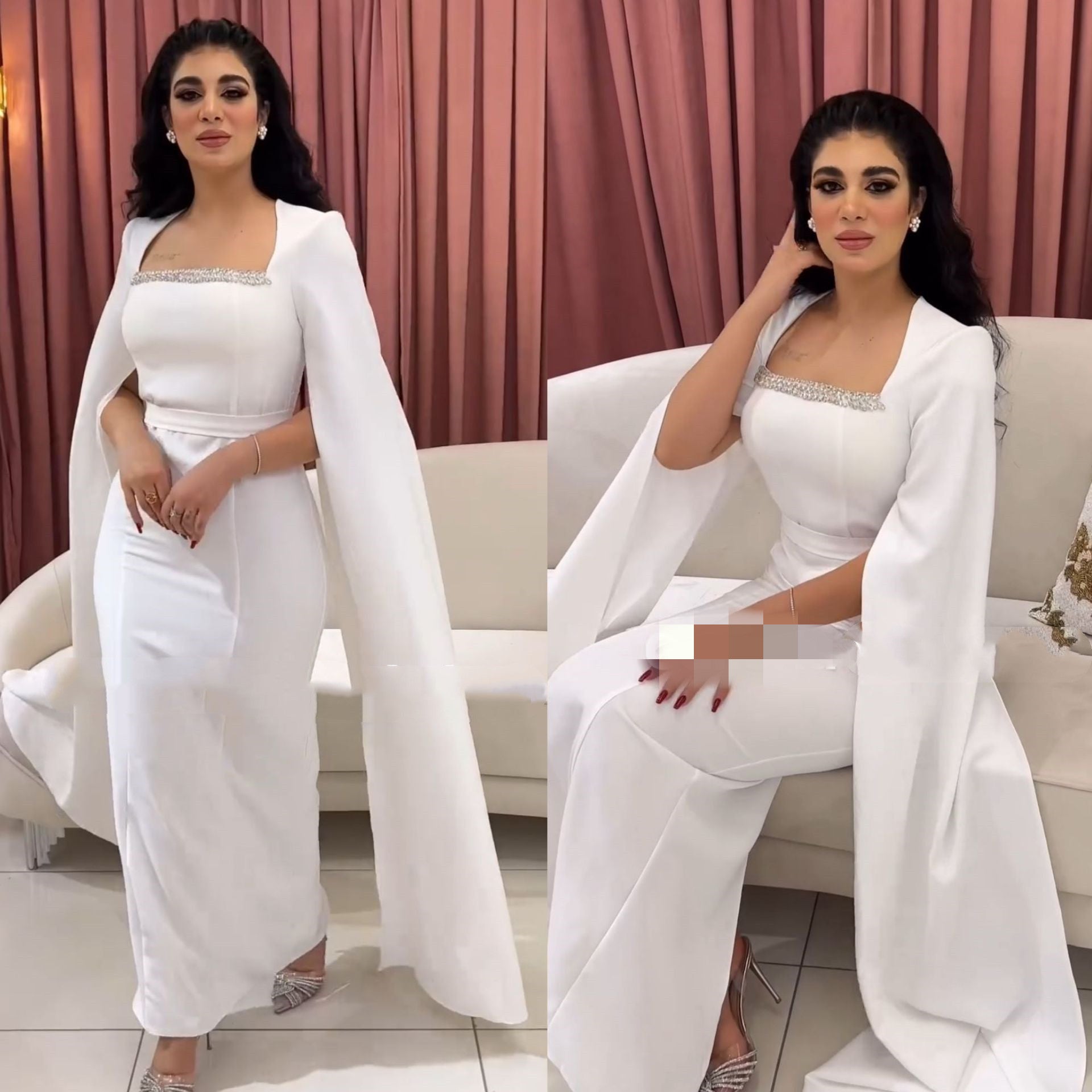 Female Muslim Fashion Embroidery Drawstring Dress