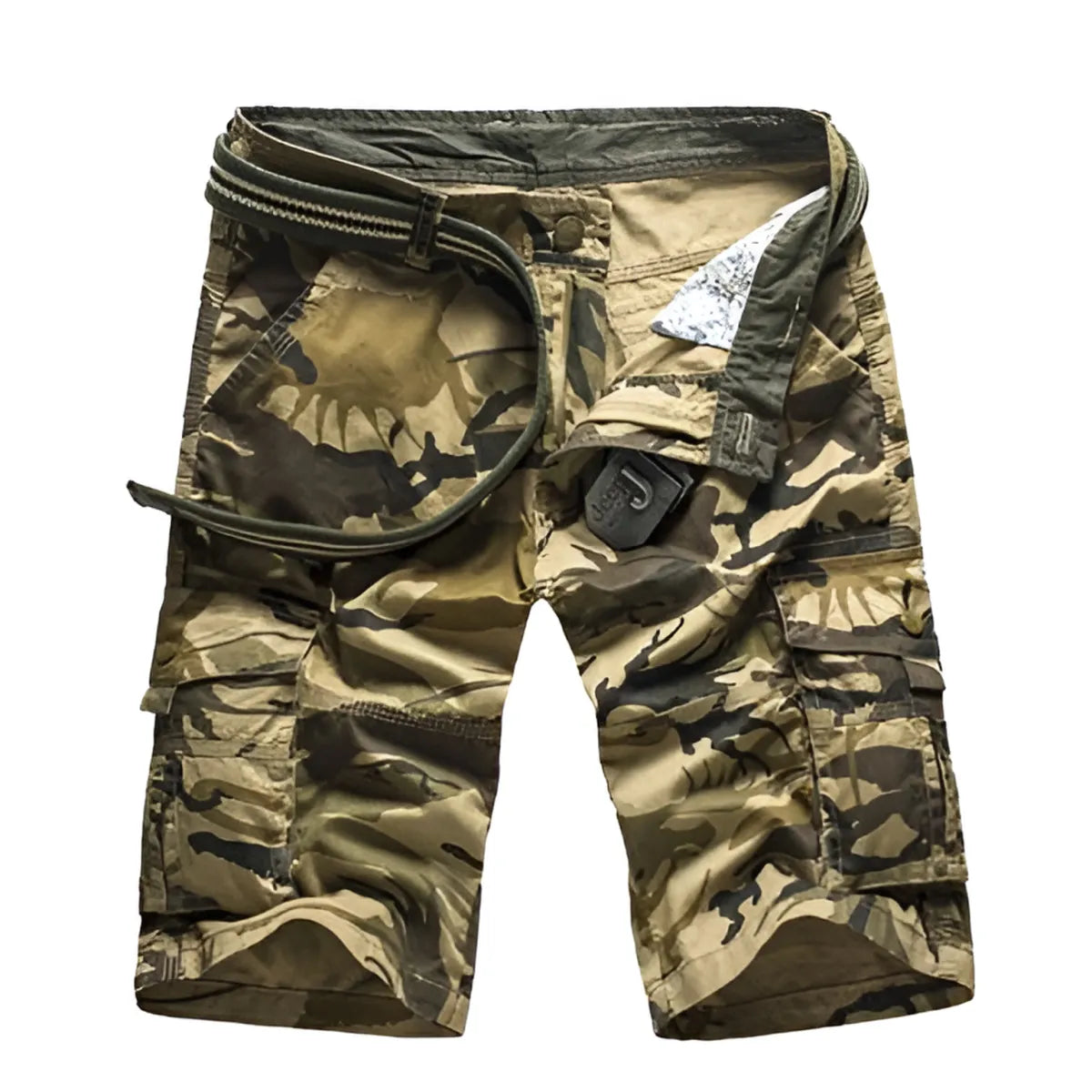Military Camouflage Denim Cargo Shorts