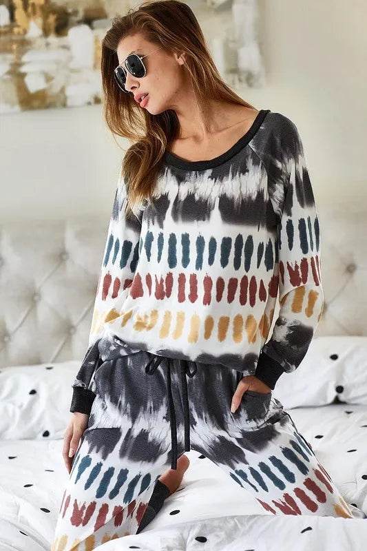 BiBi Tie Dye Print French Terry Top