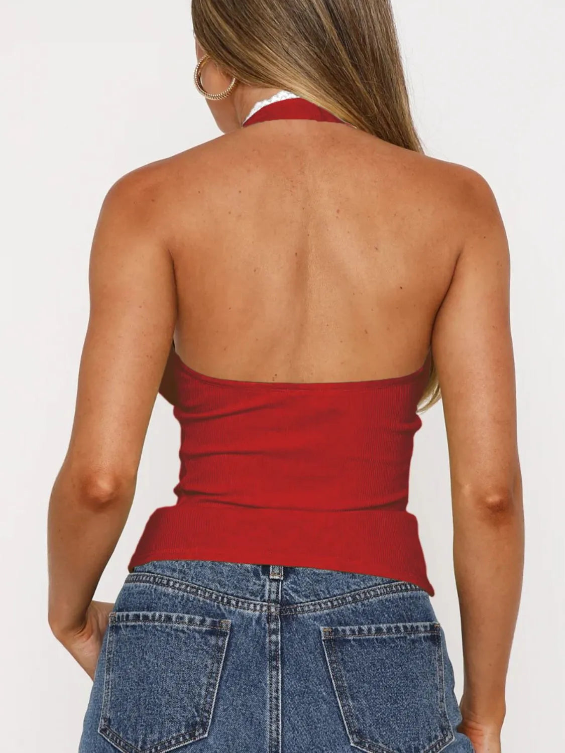 Lace Trim Halter Cami Top