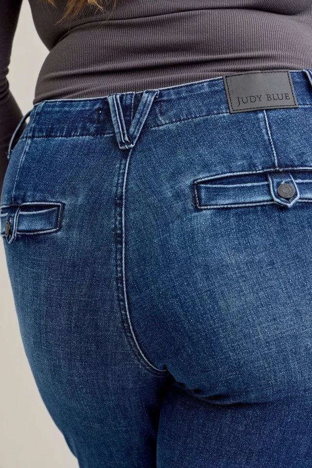 Judy Blue Full Size Mid Rise Bootcut Jeans with Welt Pockets Plus Size