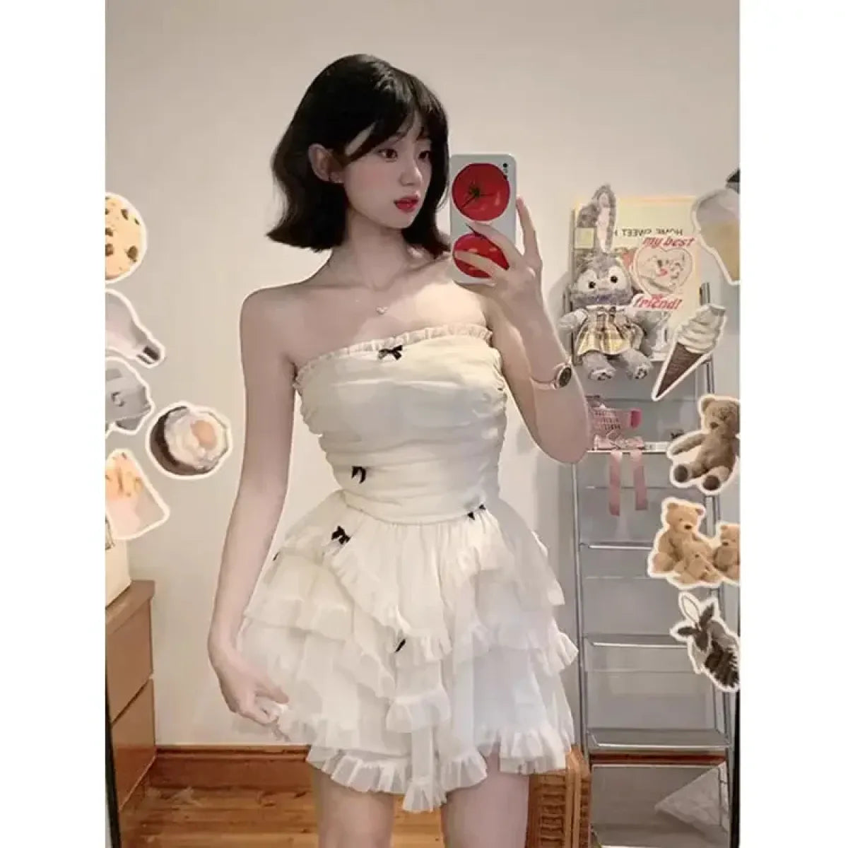 Corset Mini Dress – Y2K Lace Ruffle Bodycon Party Outfit