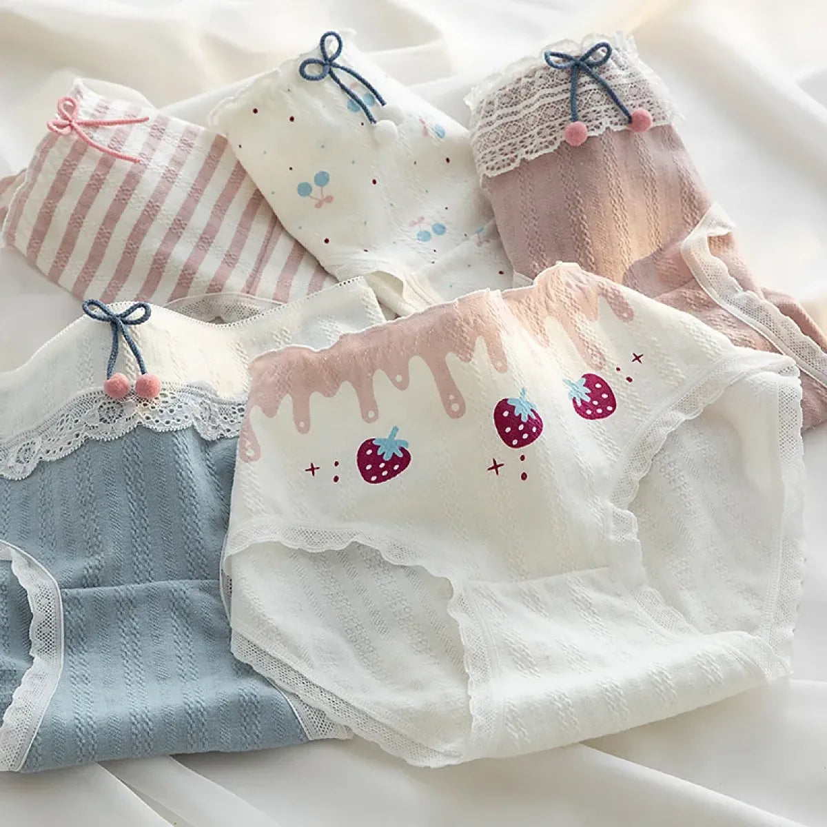 5-Pack Cotton Panties for Women - Plus Size Cute Soft Briefs Sexy Lingerie