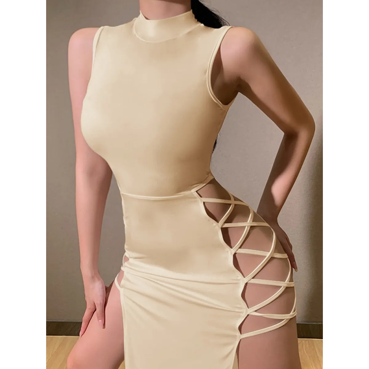 Cryptographic Black Sleeveless Dress