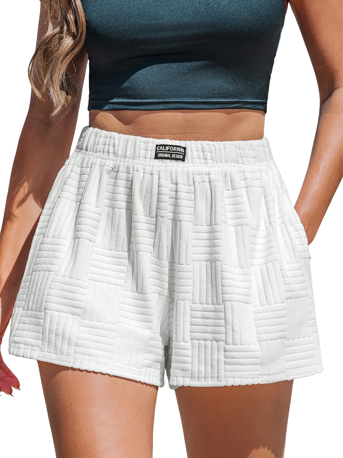 CUPSHE Women's Casual Shorts Cotton High Rise Beach Cover Ups Summer Shorts with Pockets