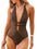 CUPSHE Women's One Piece Swimsuit Bathing Suit Deep V Neck Halter Back Tie Mesh Swimwear