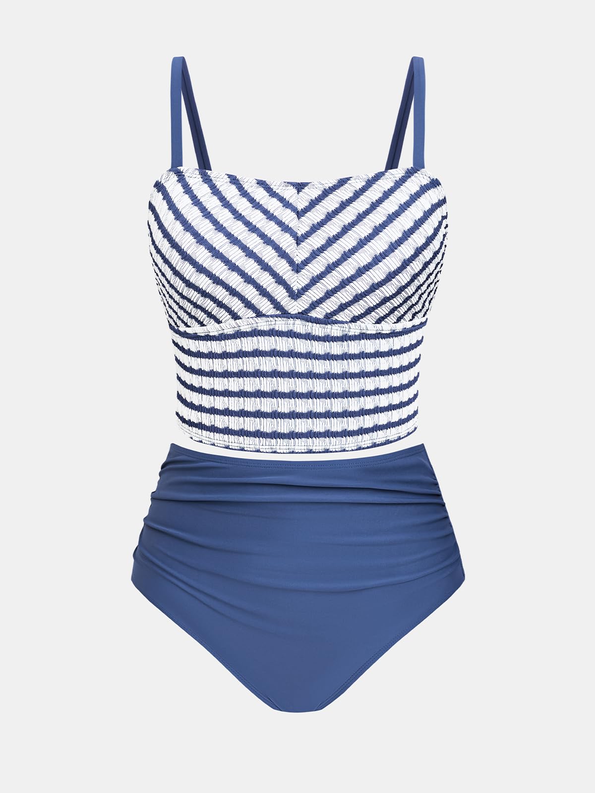 CUPSHE Women's Tankini Sets Square Neck Elastic High Waisted Two Piece Bathing Suits Adjustable Straps Swimwear