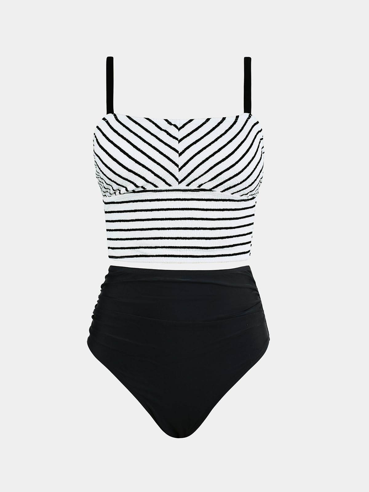 CUPSHE Women's Tankini Sets Square Neck Elastic High Waisted Two Piece Bathing Suits Adjustable Straps Swimwear