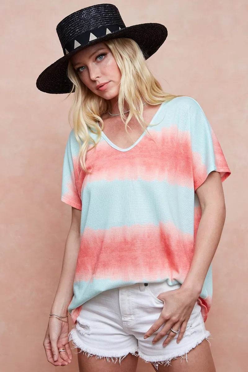 BiBi Tiedye Printed Hacci Knit Top