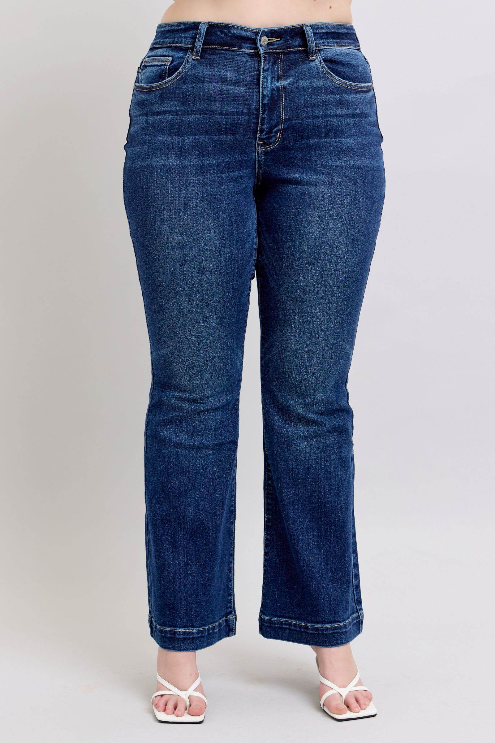 Judy Blue Full Size High Rise Flare Jeans with Pockets Plus Size