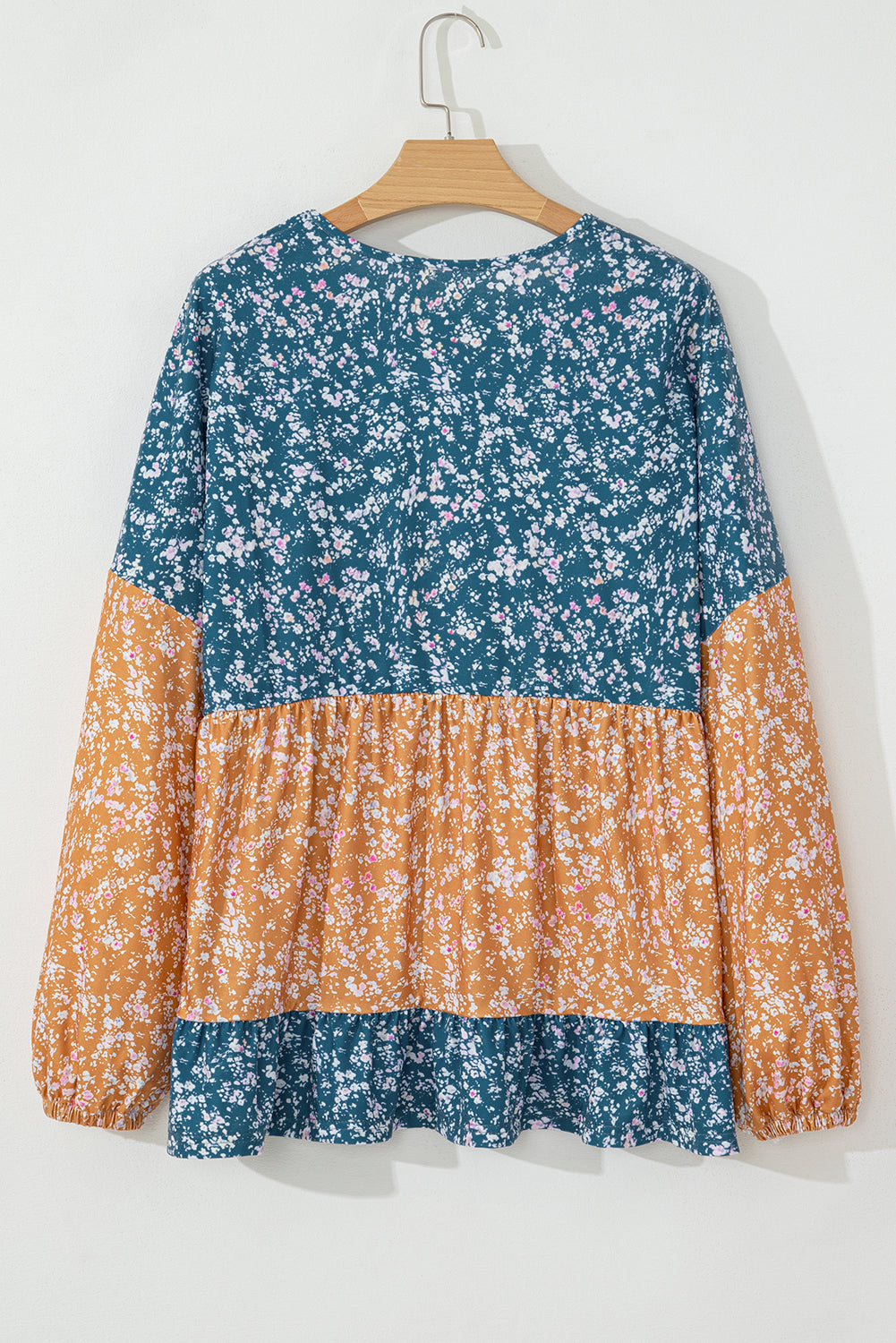 Cecilia Floral Ruffled Hem Round Neck Blouse