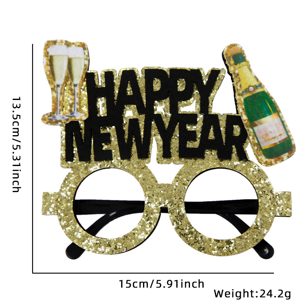 2024 New Year Party Funny Holiday Decorative Glasses Photo Props Glasses Frame