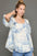 Umgee Full Size Two Tone Toile Print Top Plus Size