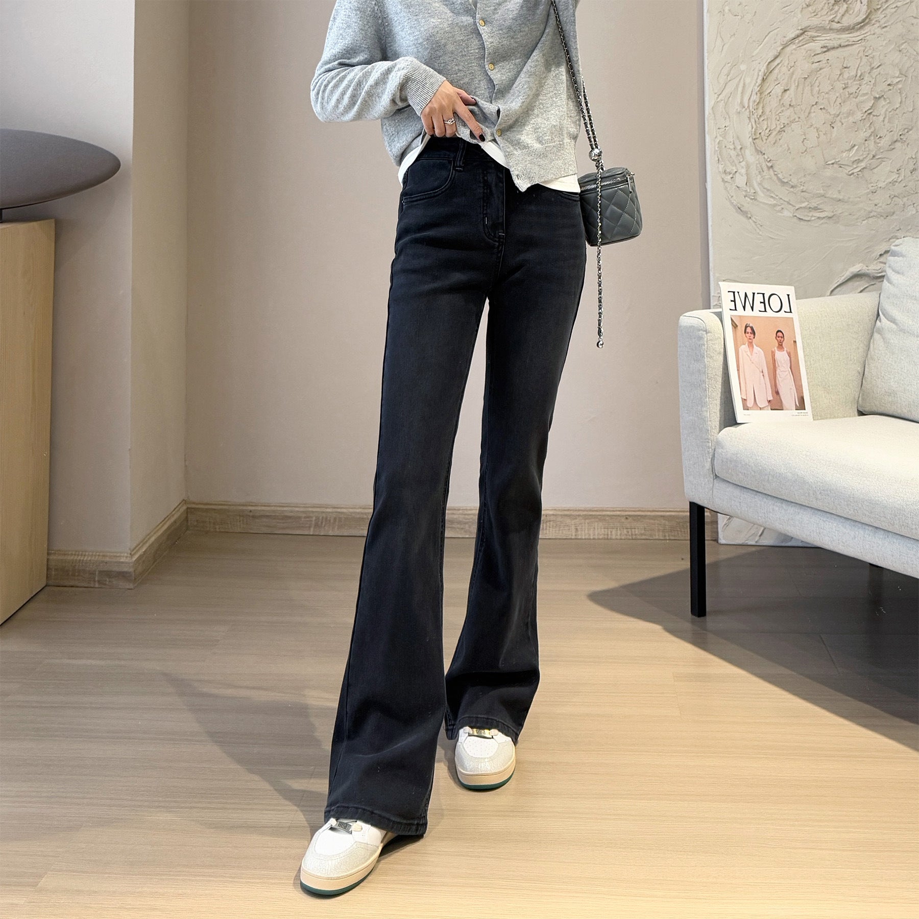 Goddess Long Legs Bootcut Trousers High Waist Slimming Slim Micro Elastic Small Horn