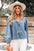 Oakley Tied Front Long Puff Sleeve Denim Top