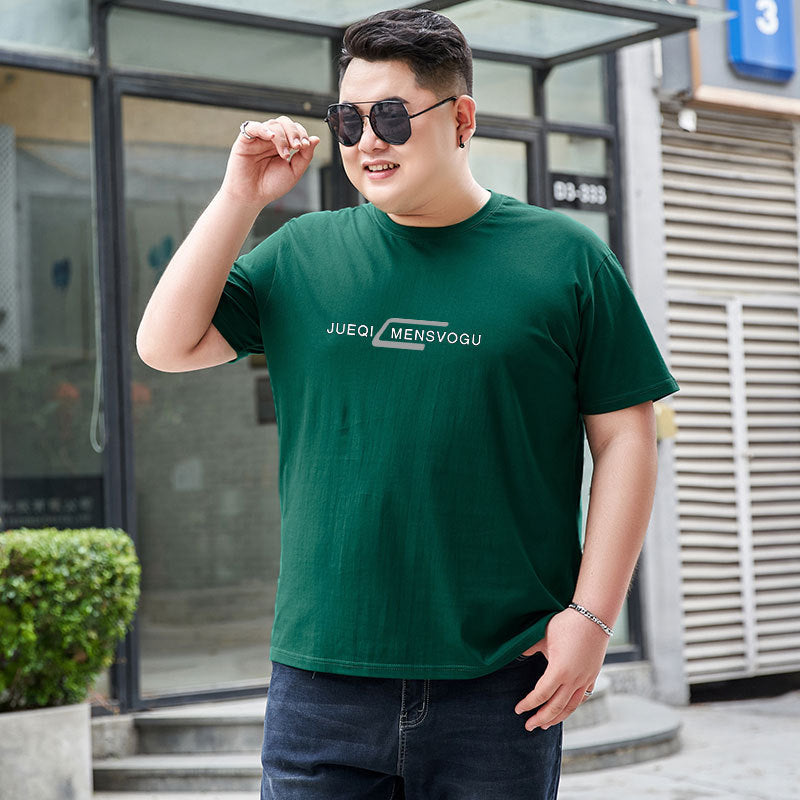 Plus-sized Plus Size Cotton Round Neck Short Sleeve Men's T-shirt