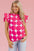 Loretta Bubblegum Pattern Frilled Top