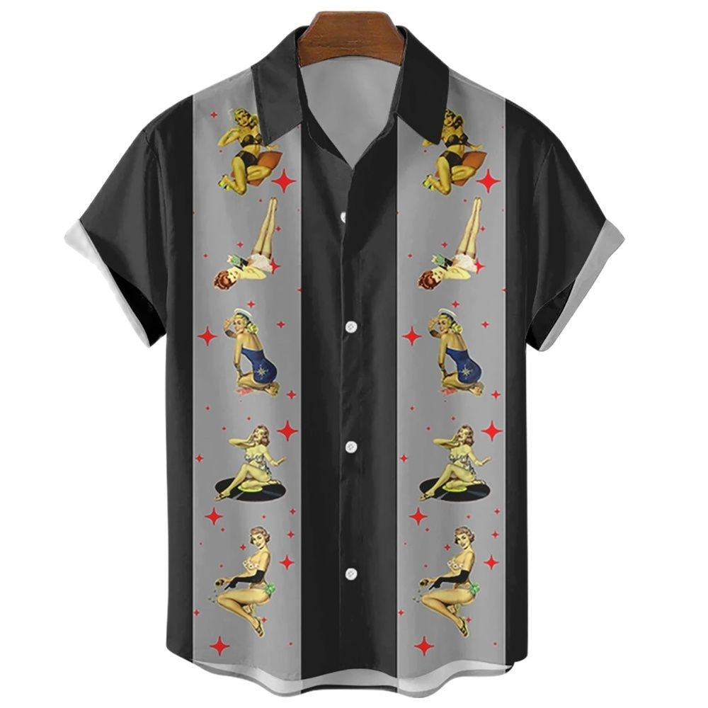 Men's Hawaiian Shirt Casual Button Short Sleeve