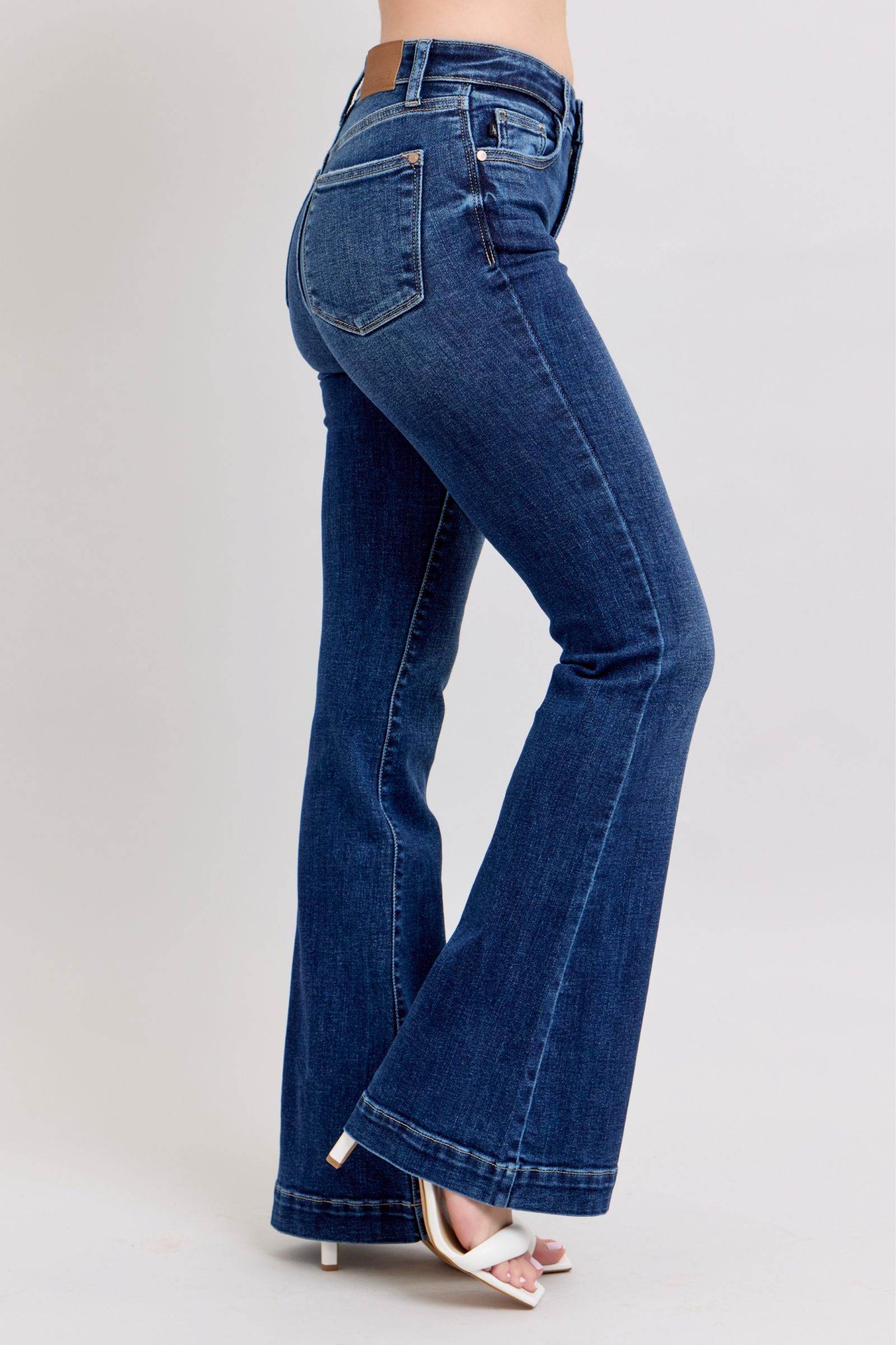 Judy Blue Full Size High Rise Flare Jeans with Pockets Plus Size