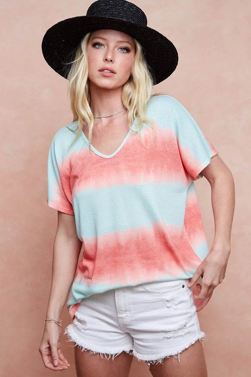 BiBi Tiedye Printed Hacci Knit Top