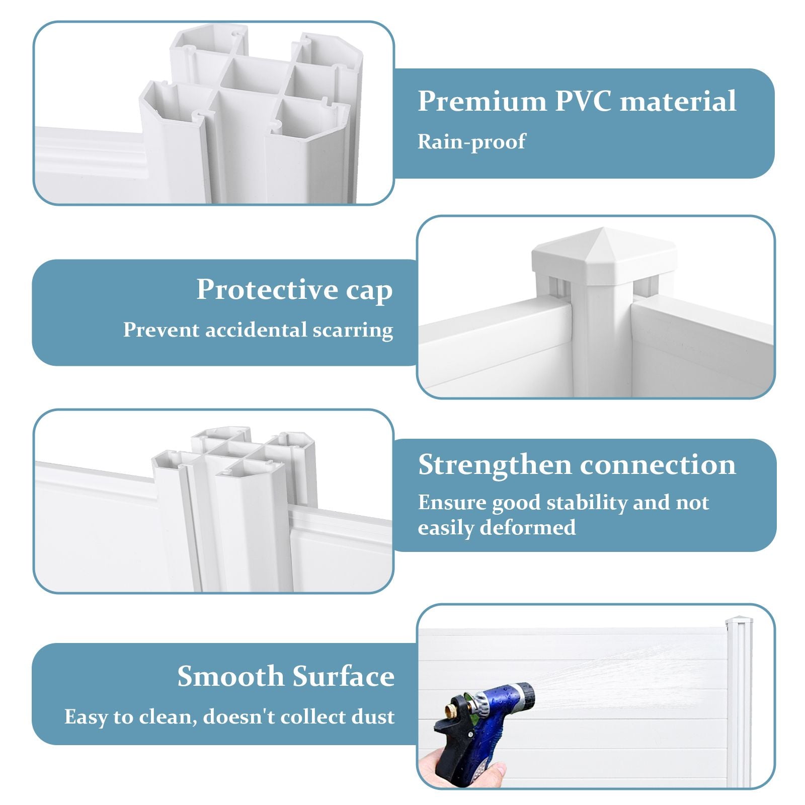 Air Conditioner Fence, Trash Can Vinyl Privacy Fence White Panel for Outside, Outdoor Pool Equipment Enclosure with Metal Stakes, (2-Pack)