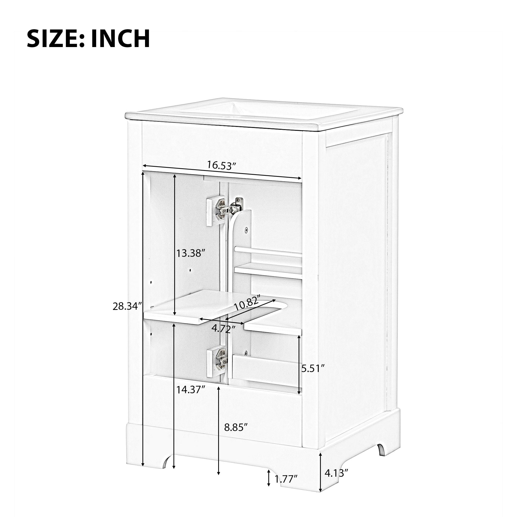 20\" Bathroom Vanity with Sink, Bathroom Cabinet with Soft Closing Door, Storage Rack and Adjustable Shelves
