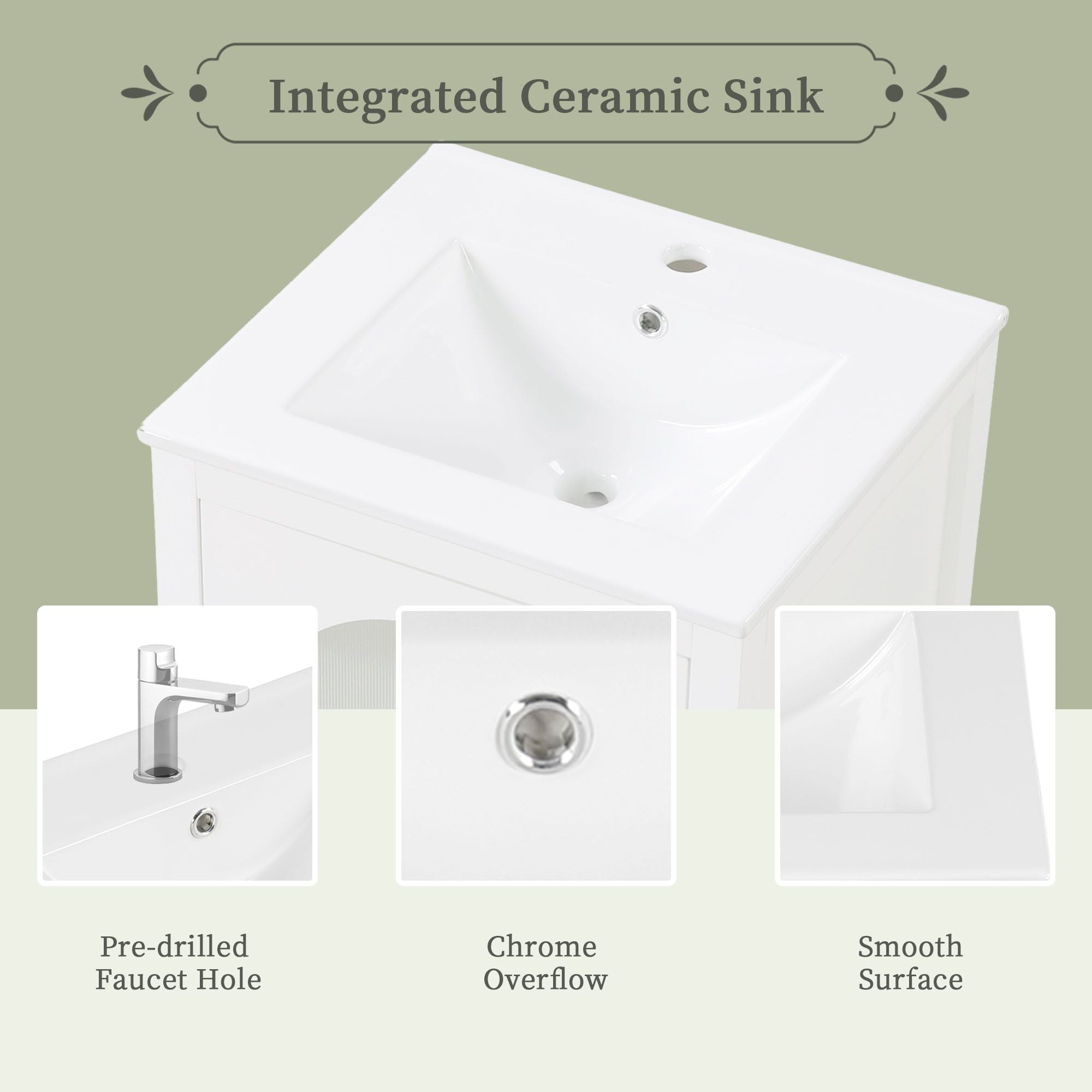 20" Bathroom Vanity with Sink, Bathroom Cabinet with Soft Closing Glass Door, A Drawer