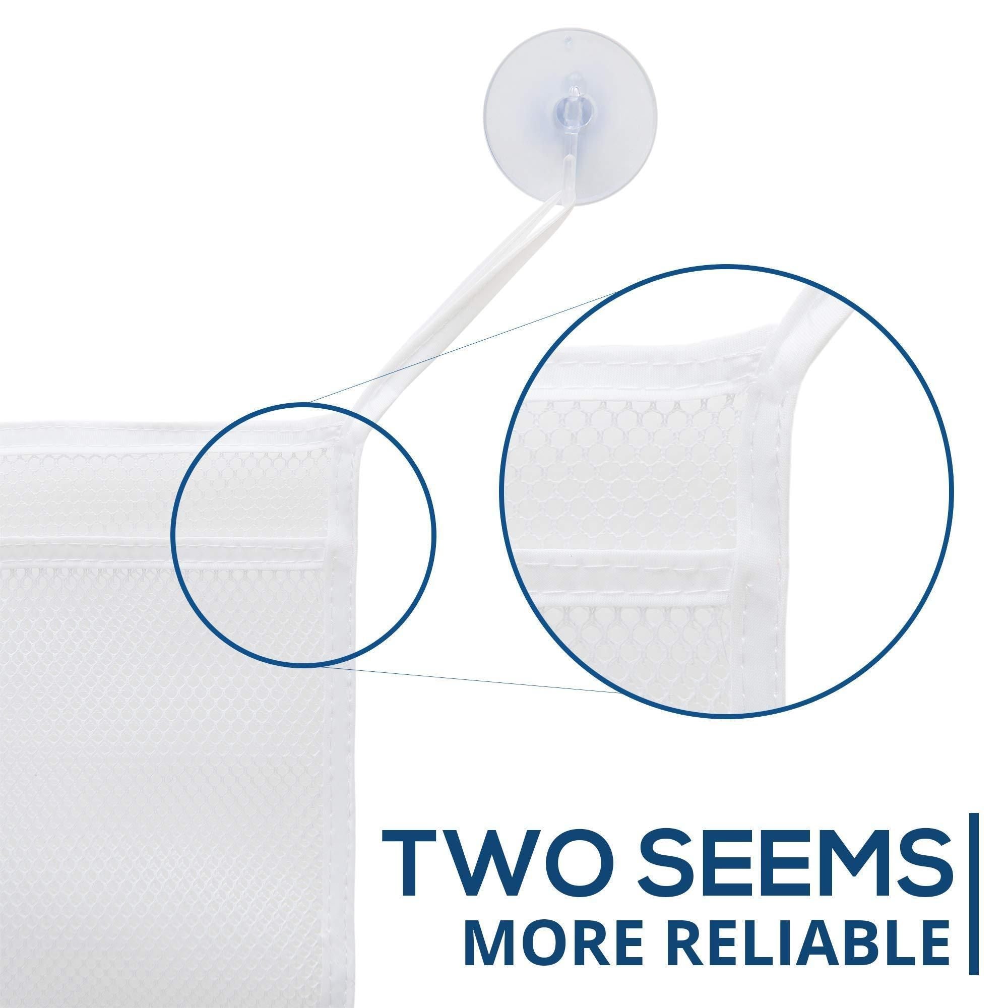 Bath Toy Organisers Set of 2 Large Size 14.16 x 19.67 in and 15.75 x 19.68 in Storage Net Bags for Baby Bathtub Toys 4 Strong Suction Cups Bathroom Shower Caddy Holder Multi Use for Kids Toddlers