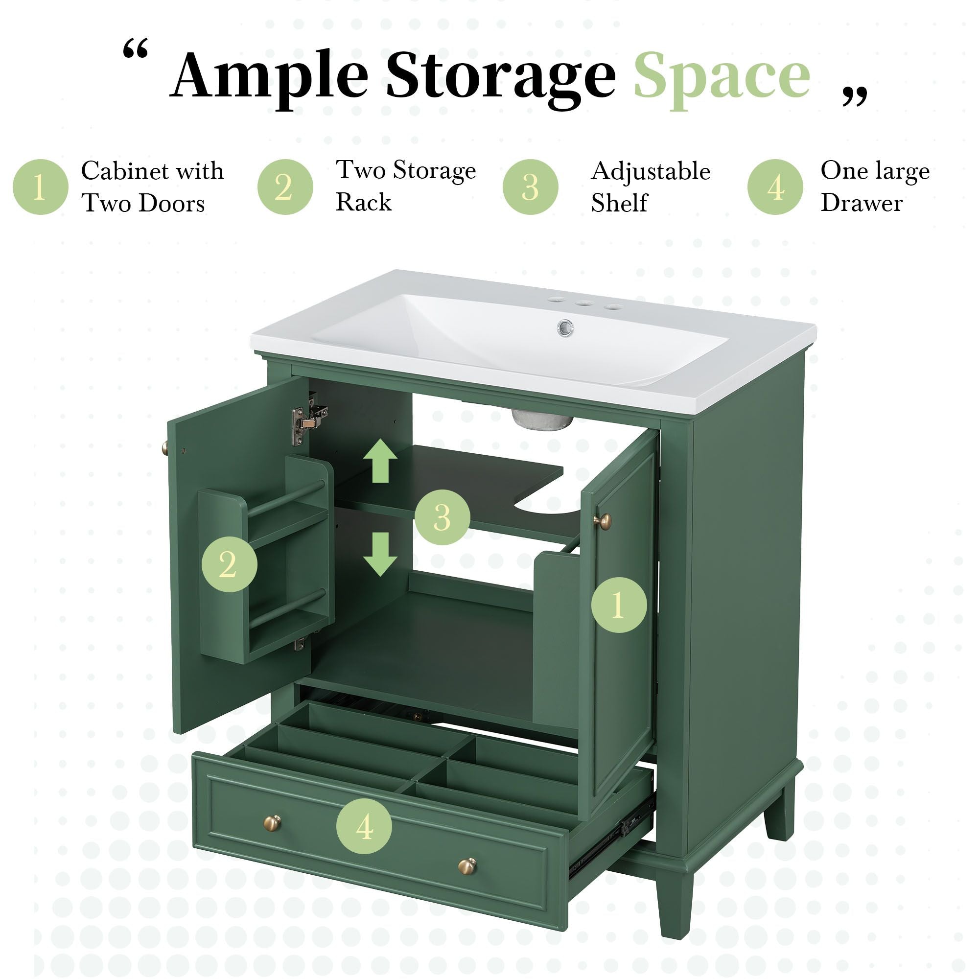 30\" Bathroom Vanity with Sink Combo, Multi-functional Bathroom Cabinet with Doors and Drawer, Solid Frame and MDF Board