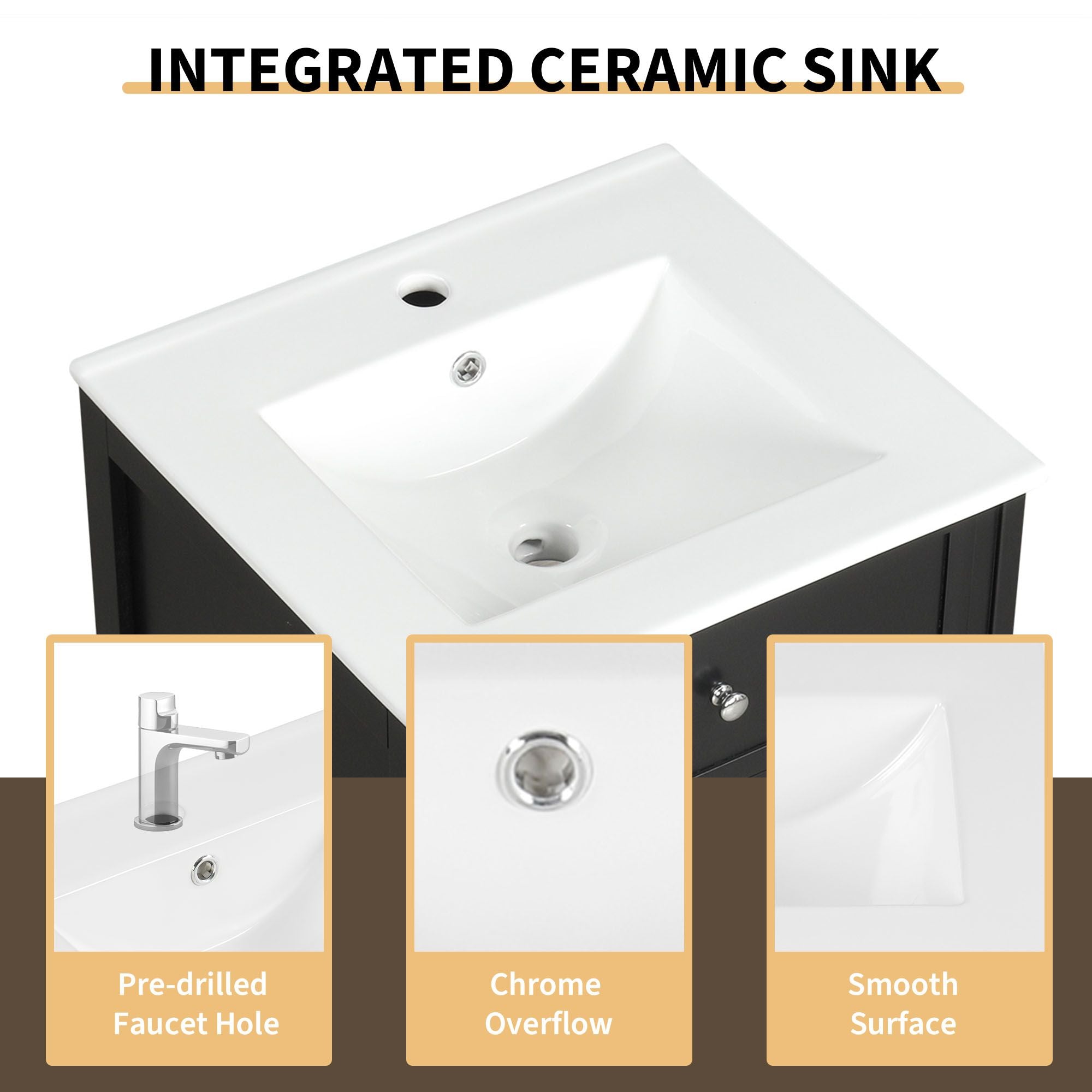 20\" Bathroom Vanity with Sink, Bathroom Cabinet with Soft Closing Door, Storage Rack and Adjustable Shelves