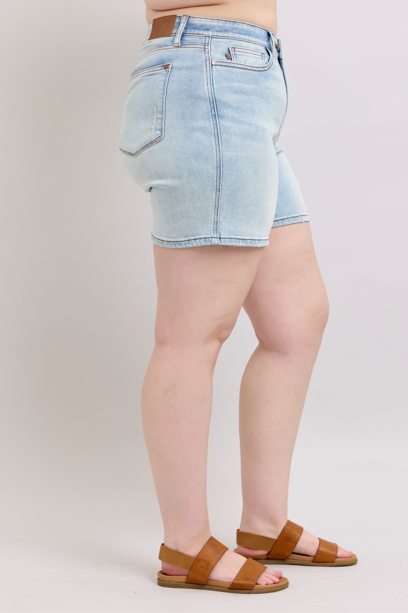 Judy Blue Full Size 2 Button Denim Shorts with Pockets Plus Size