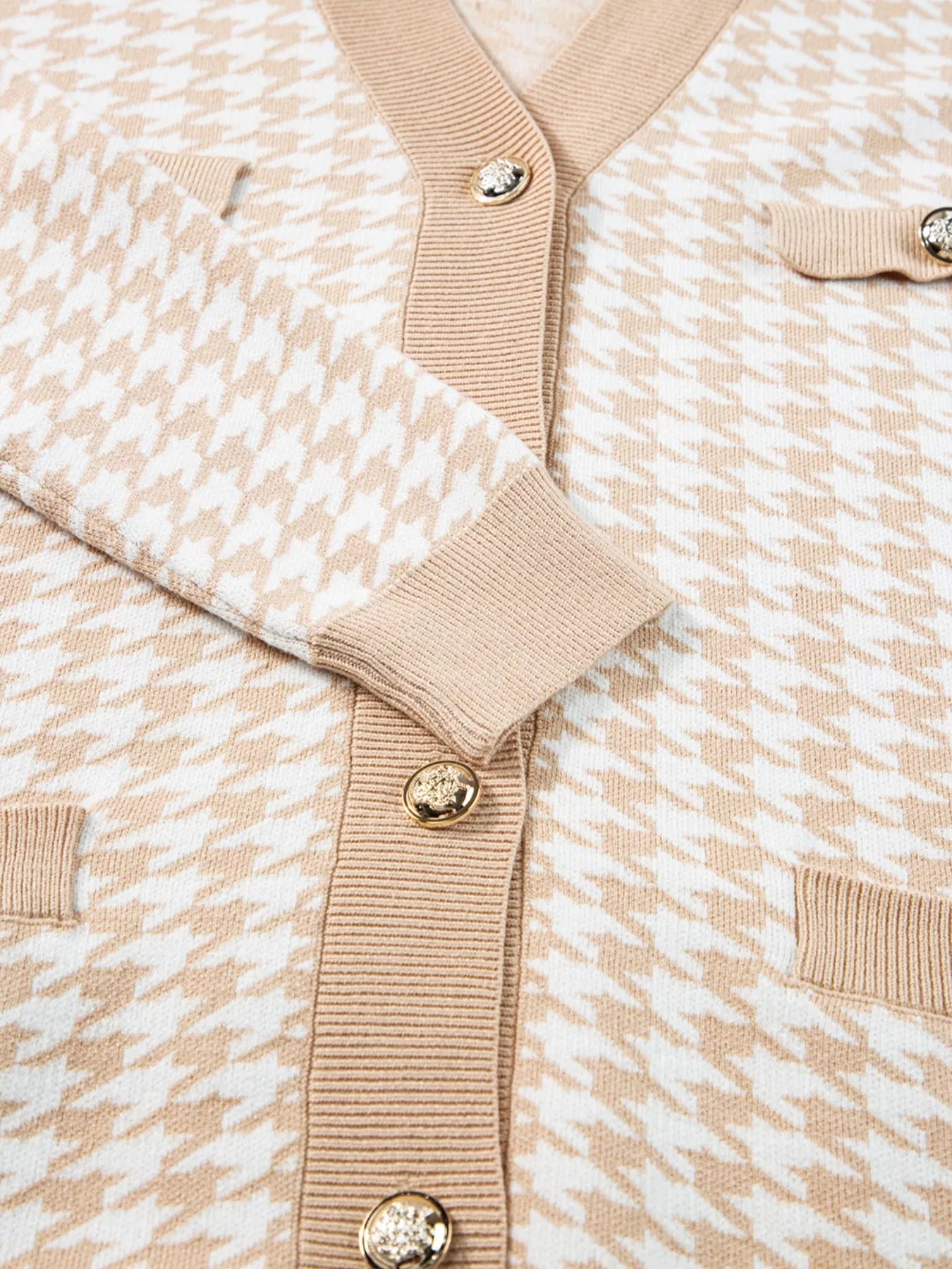 Contrast Edge Metal Button Slim Cardigan with Pockets