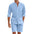 Summer Short Shirt Suit Fashion Lapel Button Down Short Sleeve Top And Drawstring Shorts Beach Clothing For Men