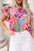 Chelsea Floral Print Trimmed Ruffle Sleeve Blouse