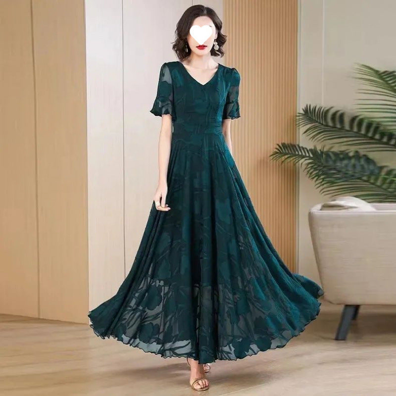 Women's Fashion Elegant V-neck Swing Dress