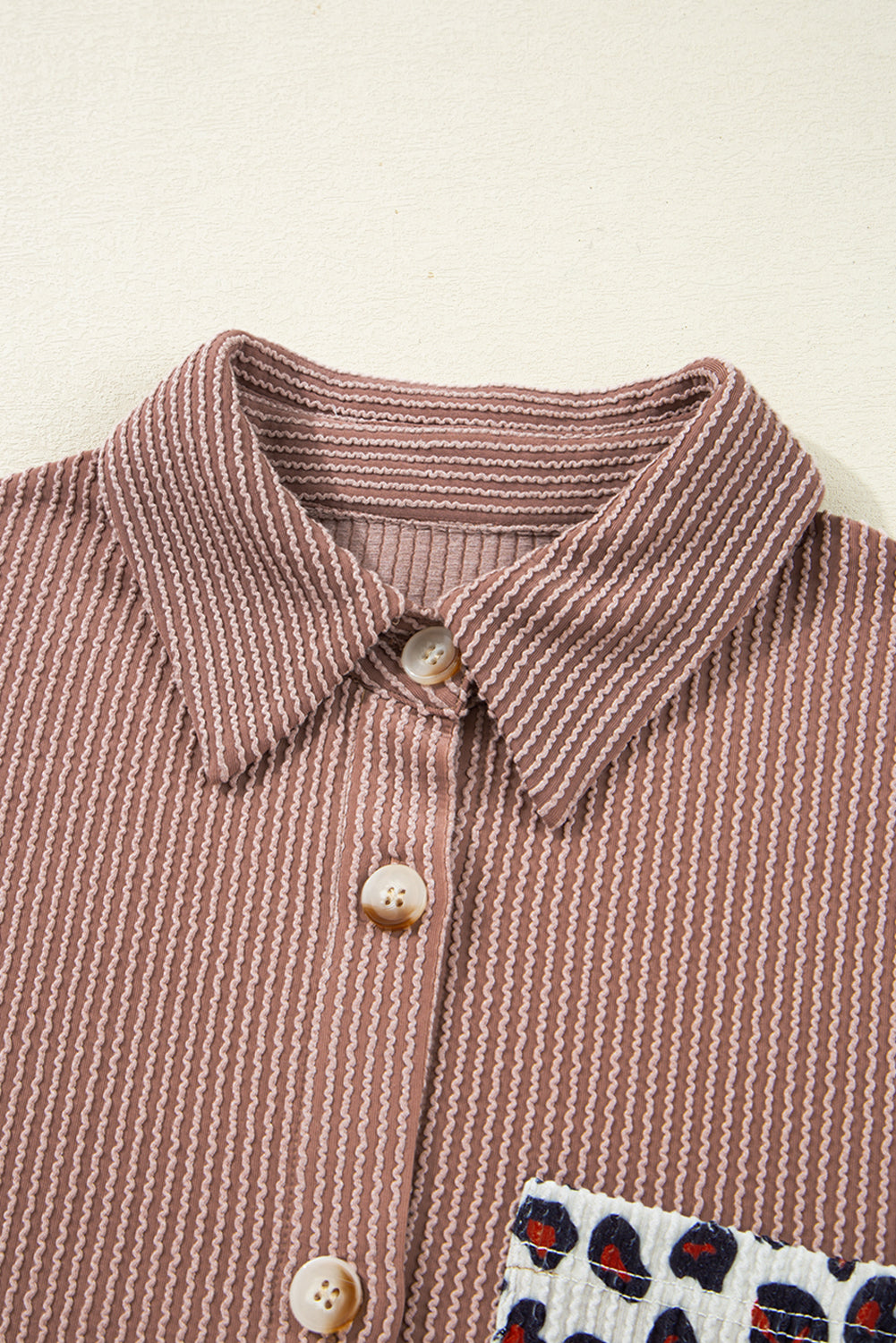 Journee Leopard Ribbed Casual Shacket