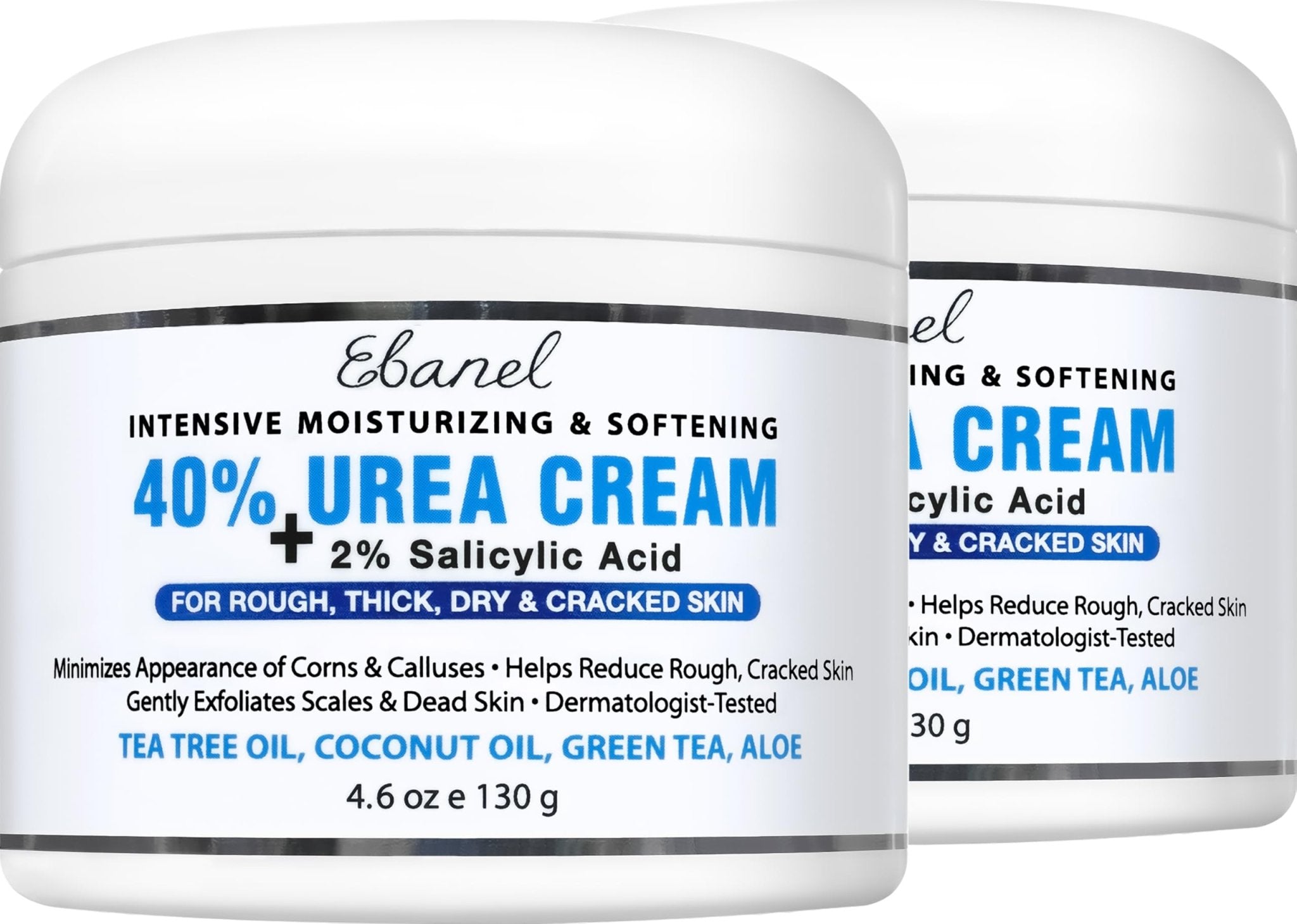 Ebanel Urea Cream 40% plus Salicylic Acid 2%, Foot Cream for Dry Cracked Heels Feet Knees Elbows Hands, Foot Dead Skin Cuticle Callus Remover Toenail Softener, Keratolytic Skin Barrier Repair