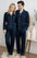 Unisex Navy Silky Button Front LongSleeves PJs Set