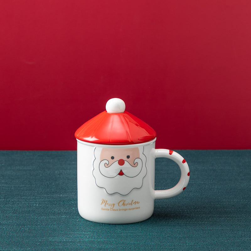 Christmas Mug With Lid Spoon Snowman Ceramic Mug