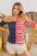 BiBi American Flag Off Shoulder With Front Ruched Top