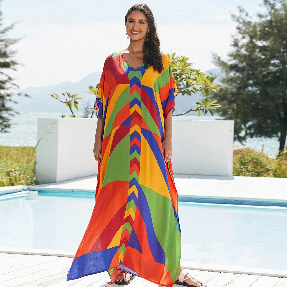 Plus Size Robe Blouse Beach Bikini Vacation Coat Dress Women