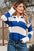 Genevieve Stripe Collar Eyelet Crochet Knitted Sweater