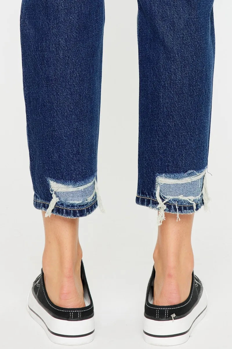 Kancan High Rise Distressed Mom Fit Jeans