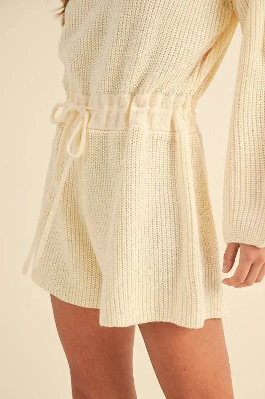 MABLE Round Neck Long Sleeve Sweater Romper