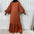 New Fashion Women's Patchwork Muslim Lace Up Solid Color Dress