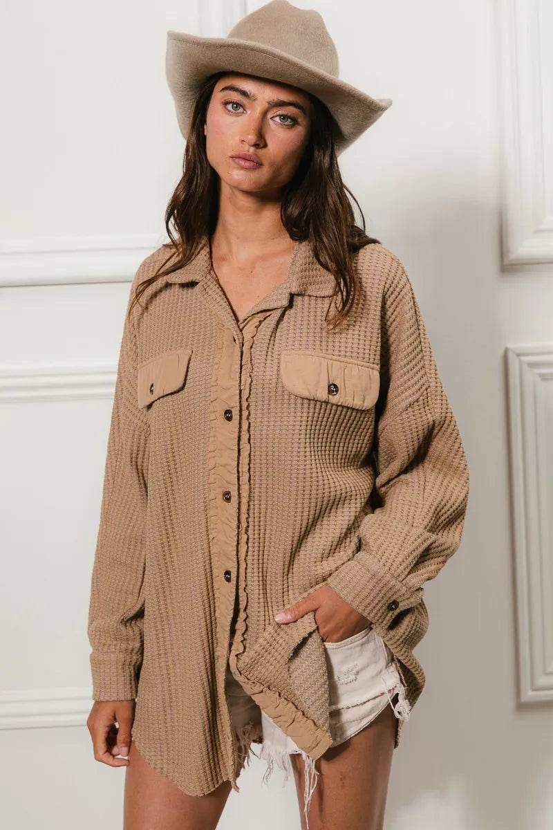 BiBi Heavy Waffle Oversized Shacket