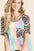 BiBi Tie Dye Knit Top with Leopard Raglan Sleeves