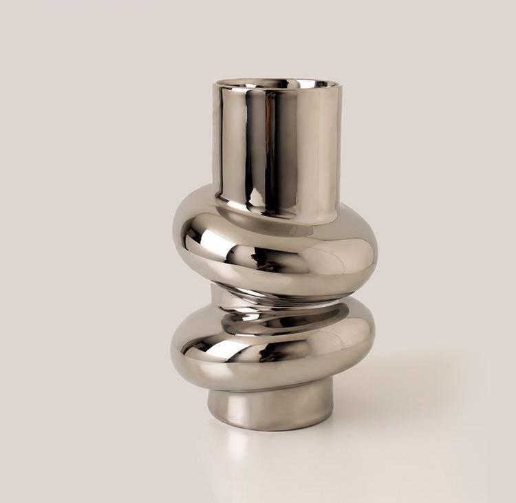 Donut Vase Ceramic Silver Plated Mirror