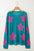 Dulce Big Flower Hollowed Knit Drop Shoulder Sweater