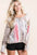 BiBi Tie Dye Knit Top with Print Block Shoulder